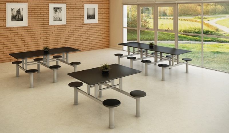 Mesa Refeitório 8 Lugares - Larg. 2,40 m x Prof. 80 cm x Alt.68,5 cm | Tampo Mdp 18mm Melamínico | Banco Coletivo