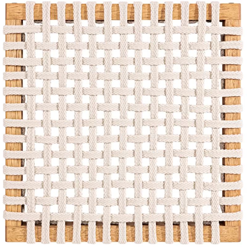 Banco em Madeira Corda Areia e Cores | Linha Traço - Alt. 0,43 cm X Larg. 2,20 cm X Prof. 0,37 cm - Espaço Casa e Jardim