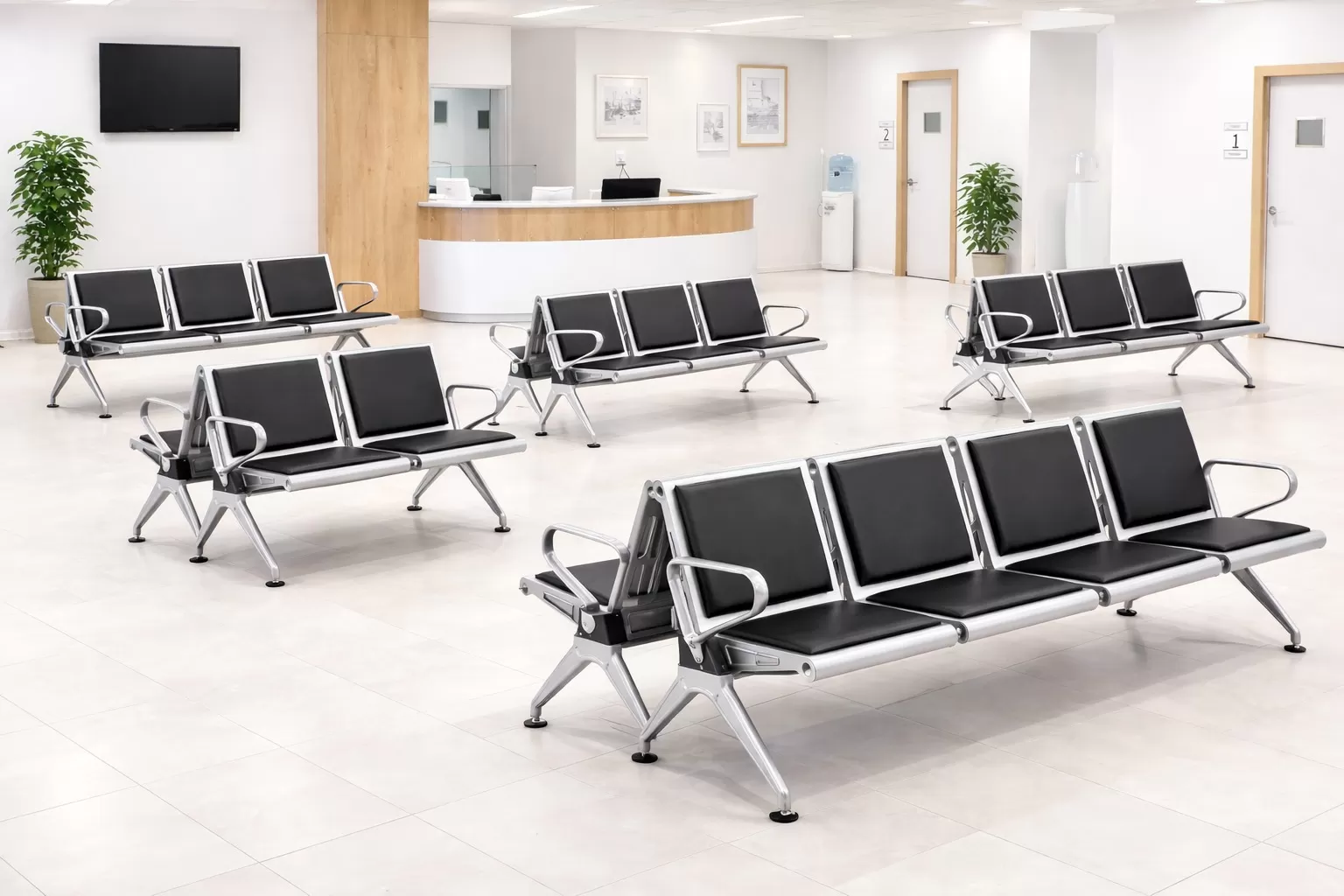 Cadeira Longarina Aeroporto Elegance 4 Lugares - Metálica Reforçada | Estofada