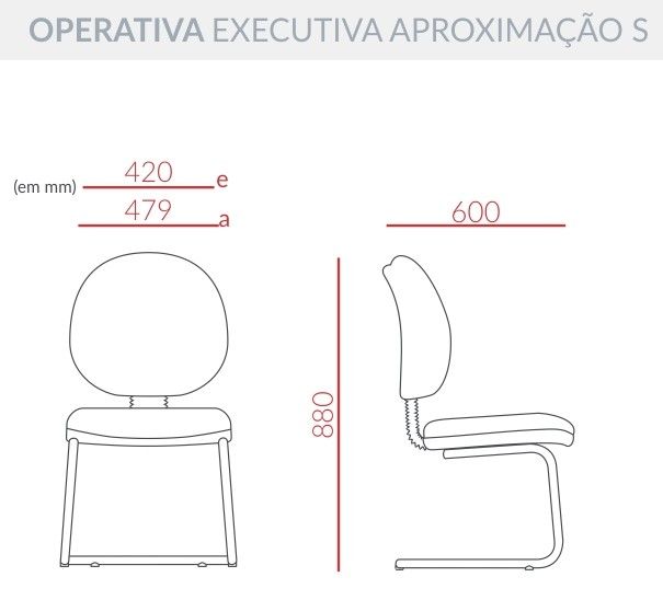 Cadeira Operativa Executiva Lâmina - Base Aproximação *Braço Corsa