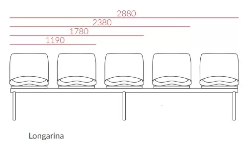 Longarina Ergoplax 2 Lugares - Assento Anatômico sem estofado | Diversas cores