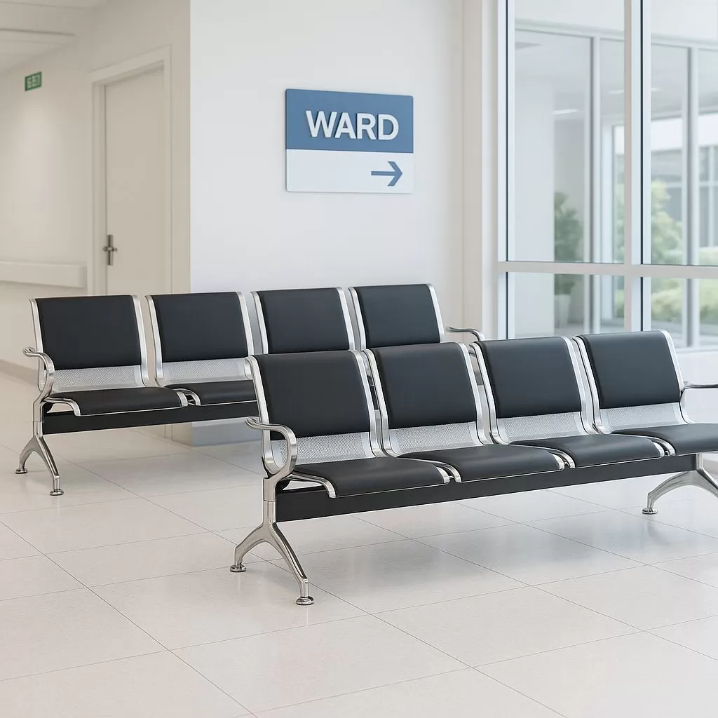 Cadeira Longarina Aeroporto Charm 4 Lugares - Metálica Cromada | Estofada