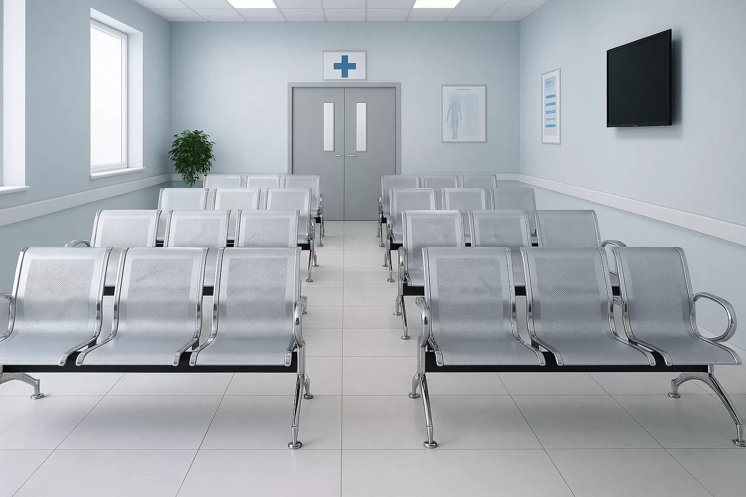 Cadeira Longarina Aeroporto Charm 2 Lugares - Metálica Cromada | sem Estofado