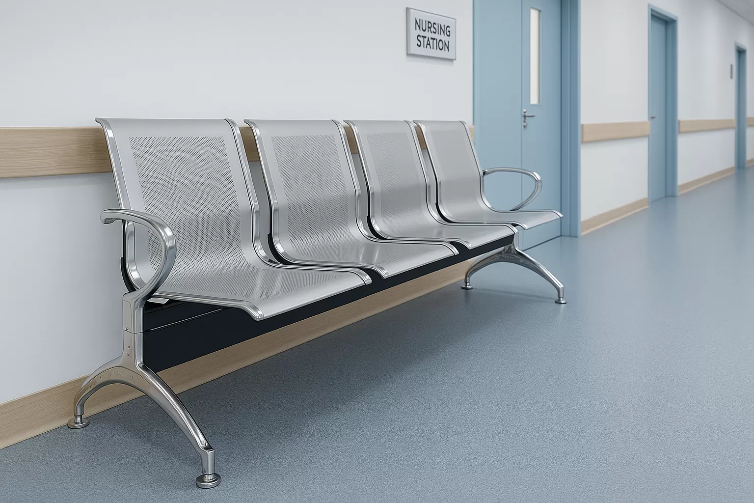 Longarina Charm 2 Lugares - Metálica Cromada | sem Estofado