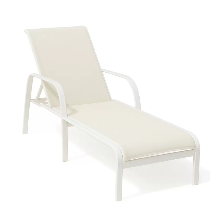 Espreguiçadeira para Piscina Summer - Alumínio Branco, Tela Sling Branca | Empilhável