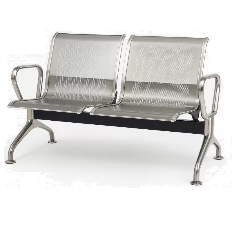 Cadeira Longarina Aeroporto Premium Aço Inox 2 Lugares