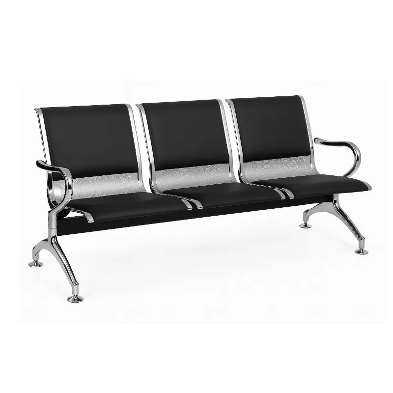 Cadeira Longarina Aeroporto Charm 3 Lugares - Metálica Cromada | Estofada